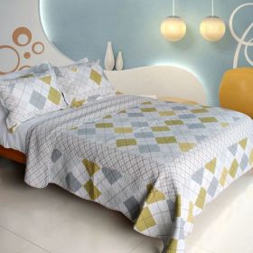 [Fantasy Drift] Cotton 3PC Vermicelli-Quilted Printed Quilt Set (Full/Queen Size)