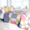 [Joy of Love] 3PC Vermicelli-Quilted Patchwork Quilt Set (Full/Queen Size)