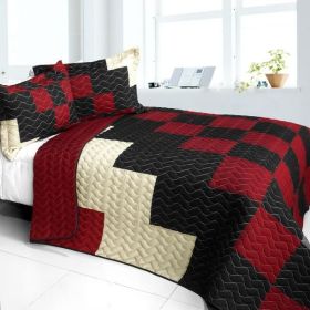 [Long River] 3PC Vermicelli - Quilted Patchwork Quilt Set (Full/Queen Size)