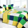 [Romance of Green] 3PC Vermicelli - Quilted Patchwork Quilt Set (Full/Queen Size)