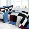 [Lazy Weekend Time] 3PC Vermicelli-Quilted Patchwork Quilt Set (Full/Queen Size)