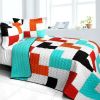 [Shadow In the Water] 3PC Vermicelli - Quilted Patchwork Quilt Set (Full/Queen Size)