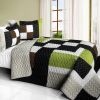 [Earth Chant] 3PC Vermicelli-Quilted Patchwork Quilt Set (Full/Queen Size)