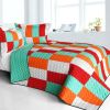 [Kaleidoscope] 3PC Vermicelli - Quilted Patchwork Quilt Set (Full/Queen Size)