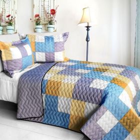 [Romantic Macaron] 3PC Vermicelli - Quilted Patchwork Quilt Set (Full/Queen Size)