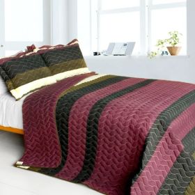 [Angels Walk on Through] 3PC Vermicelli-Quilted Patchwork Quilt Set (Full/Queen Size)