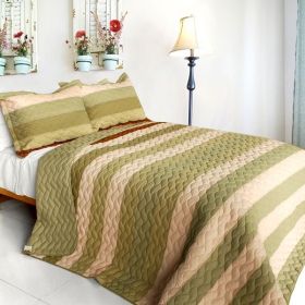 [Last Winter] 3PC Vermicelli-Quilted Patchwork Quilt Set (Full/Queen Size)