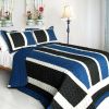 [Knight] 3PC Vermicelli-Quilted Patchwork Quilt Set (Full/Queen Size)