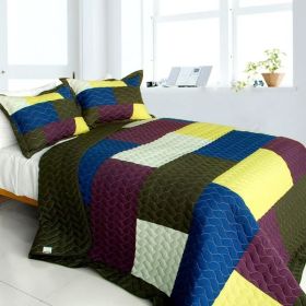 [The Thousand and One Nights] 3PC Vermicelli-Quilted Patchwork Quilt Set (Full/Queen Size)