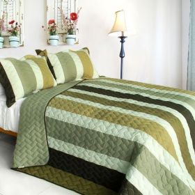 [Lost in the Dream ] 3PC Vermicelli-Quilted Patchwork Quilt Set (Full/Queen Size)