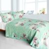 [Rural Sky] Cotton 3PC Vermicelli-Quilted Floral Printed Quilt Set (Full/Queen Size)