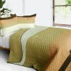 [Quiet Moon] 3PC Vermicelli-Quilted Patchwork Quilt Set (Full/Queen Size)