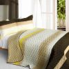 [Best Home Decoration] 3PC Vermicelli-Quilted Patchwork Quilt Set (Full/Queen Size)