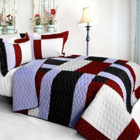 [Elegant Voice] Brand New Vermicelli-Quilted Patchwork Quilt Set Full/Queen