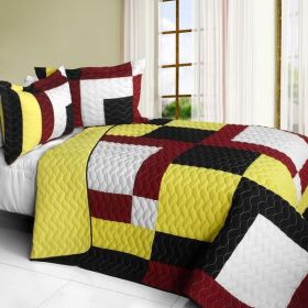 [Dawn and Sunset] Brand New Vermicelli-Quilted Patchwork Quilt Set Full/Queen