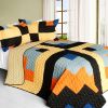 [Travel with Wedding Dress] 3PC Vermicelli-Quilted Patchwork Quilt Set (Full/Queen Size)