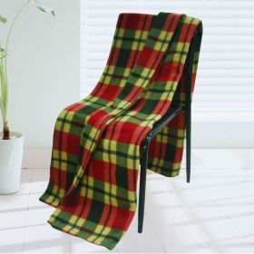 [Trendy Plaids - Red/Green/Yellow] Soft Coral Fleece Throw Blanket (71 by 79 inches)