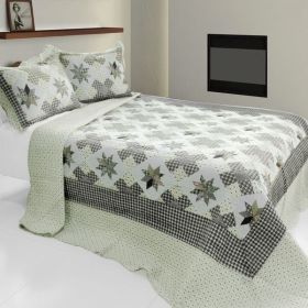 [Starry Sky] 3PC Cotton Vermicelli-Quilted Printed Quilt Set (Full/Queen Size)