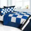 [Anything is Possible] Vermicelli-Quilted Patchwork Plaid Quilt Set Full/Queen