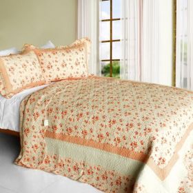 [Les Coristes] 3PC Cotton Vermicelli-Quilted Printed Quilt Set (Full/Queen Size)