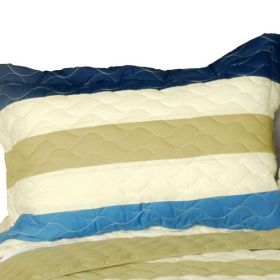 [Pure Sea Air] 3PC Patchwork Quilt Set (Full/Queen Size)