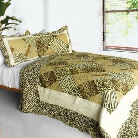 [Melody Fair] 3PC Cotton Vermicelli-Quilted Printed Quilt Set (Full/Queen Size)