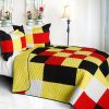 [Rattlebush] Vermicelli-Quilted Patchwork Plaid Quilt Set Full/Queen