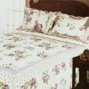 [Rowena] Cotton 3PC Floral Vermicelli-Quilted Printed Quilt Set (Full/Queen Size)