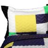 [Football Field] 3PC Vermicelli - Quilted Patchwork Quilt Set (Full/Queen Size)