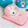 [Sugar Rabbit - Round Pink01] Blanket Pillow Cushion / Travel Pillow Blanket (25.2 by 37 inches)