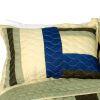 [Road to Dream] 3PC Vermicelli-Quilted Patchwork Quilt Set (Full/Queen Size)