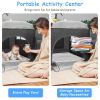 6 In 1 Foldable Baby Crib with Activity Center Diaper Changing Table Mosquito Net Mattress Music Box Toys Storage Tray Baby Bassinet Baby Sleeper