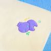 [Purple Hippo - Yellow] Embroidered Applique Coral Fleece Baby Throw Blanket (29.5 by 39.4 inches)