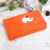 [White Whale - Orange] Embroidered Applique Coral Fleece Baby Throw Blanket (29.5 by 39.4 inches)