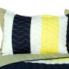 [Polestar] 3PC Vermicelli-Quilted Patchwork Quilt Set (Full/Queen Size)