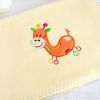 [Orange Giraffe - Yellow] Embroidered Applique Coral Fleece Baby Throw Blanket (29.5 by 39.4 inches)