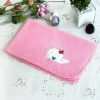 [White Whale - Pink] Embroidered Applique Coral Fleece Baby Throw Blanket (29.5 by 39.4 inches)