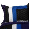 [Slience Stream] 3PC Vermicelli-Quilted Patchwork Quilt Set (Full/Queen Size)