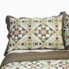 [Blooming Flowers] Cotton 3PC Vermicelli-Quilted Printed Quilt Set (Full/Queen Size)