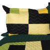 [Lucky Break] 3PC Vermicelli-Quilted Patchwork Quilt Set (Full/Queen Size)