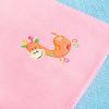 [Orange Giraffe - Pink] Embroidered Applique Coral Fleece Baby Throw Blanket (29.5 by 39.4 inches)