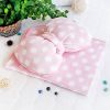 [Pink Bow] Fleece Throw Blanket Pillow Cushion / Travel Pillow Blanket (29.5 by 35.4 inches)