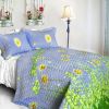 [Dandelion Dancing Night] Cotton 3PC Floral Vermicelli-Quilted Patchwork Quilt Set (King Size)