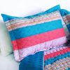 [Colorful Sky] 3PC Vermicelli-Quilted Striped Quilt Set (Full/Queen Size)