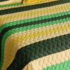 [Green World] 3PC Vermicelli-Quilted Striped Quilt Set (Full/Queen Size)