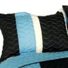 [Peace of Mind] 3PC Vermicelli-Quilted Patchwork Quilt Set (Full/Queen Size)