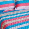 [Colorful Sky] 3PC Vermicelli-Quilted Striped Quilt Set (Full/Queen Size)