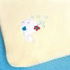 [White Whale - Yellow] Embroidered Applique Coral Fleece Baby Throw Blanket (29.5 by 39.4 inches)