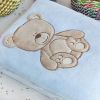 [Lovely Bear] Embroidered Applique Polar Fleece Baby Throw Blanket (30.7 by 39.4 inches)