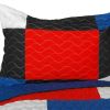 [Crazy Boxes - A] Vermicelli-Quilted Patchwork Geometric Quilt Set Full/Queen